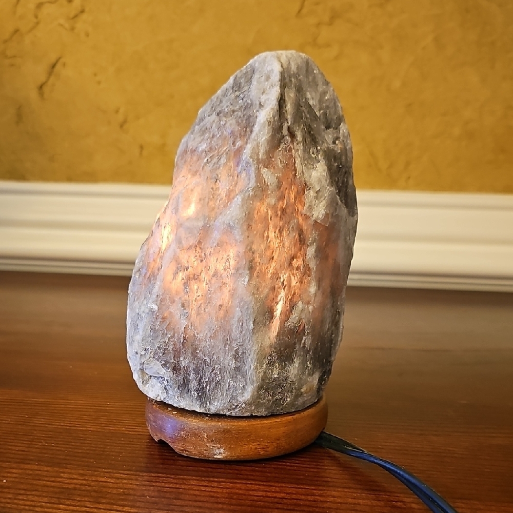 Natural Himalayan Salt Lamp with Wooden Base